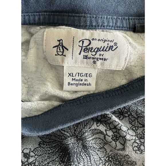 Original Penguin Munsingwear Short Sleeve Blue Ringer T-Shirt Floral Print XL - Picture 5 of 6
